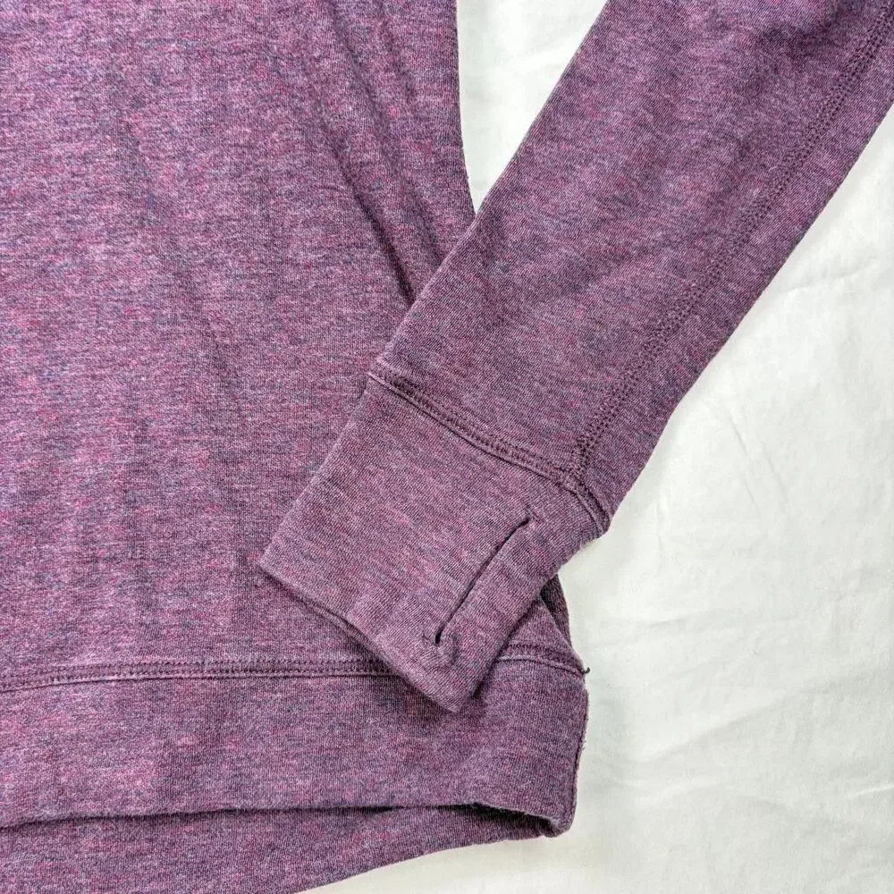 lululemon womens mock neck purple sweatshirt, thumb holes. Size M. athleisure